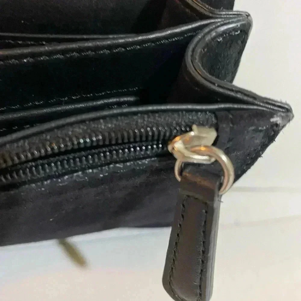 Michael kors Black leather suede crossbody handbag